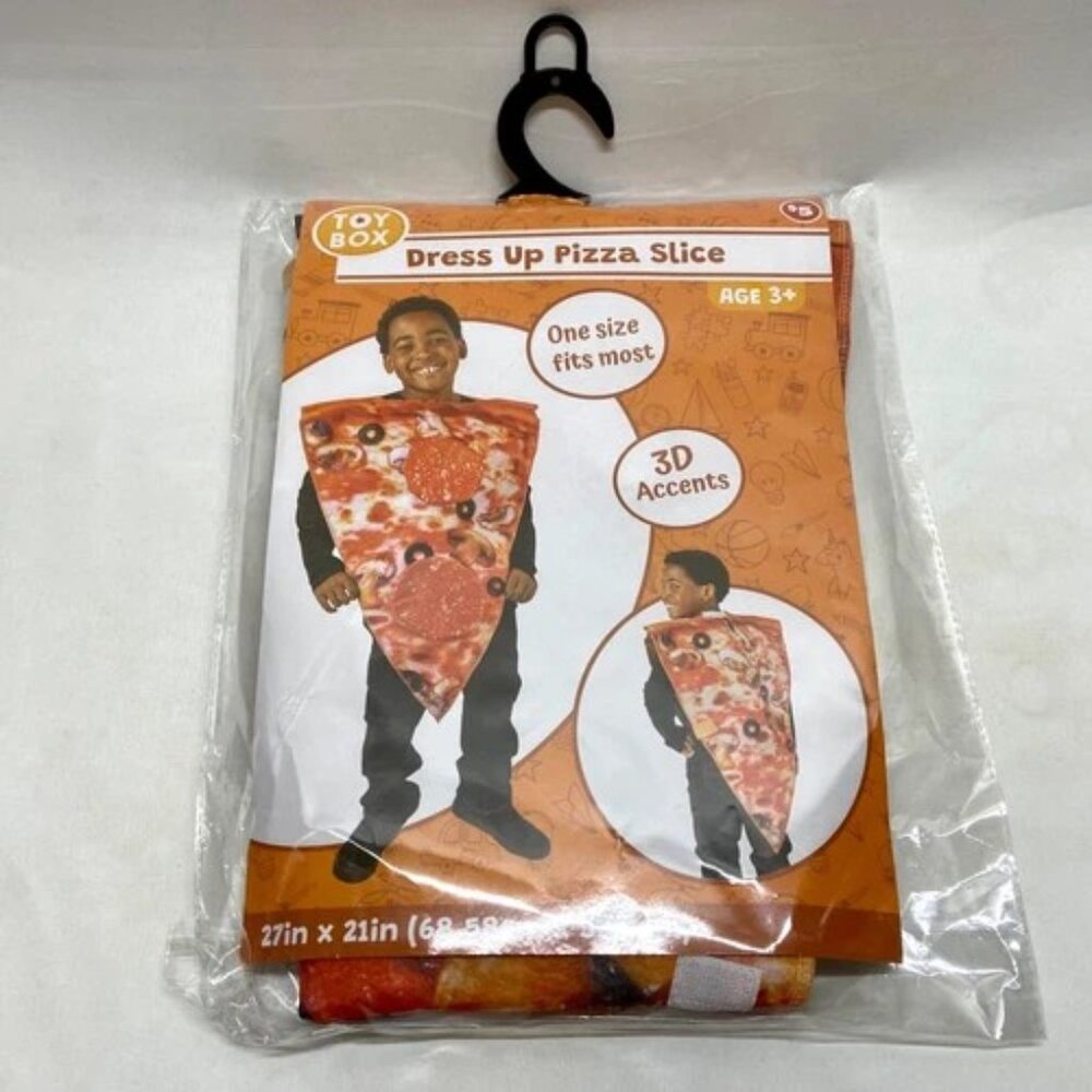 Kids‎ Costume Pizza Slice One Size Toy Box Dress Up 3D Accent Pepperoni 3+ NWT